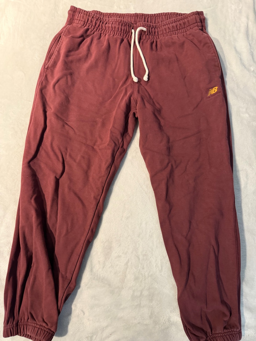 New Balance Maroon Elastic Waist Joggers with Black Tag